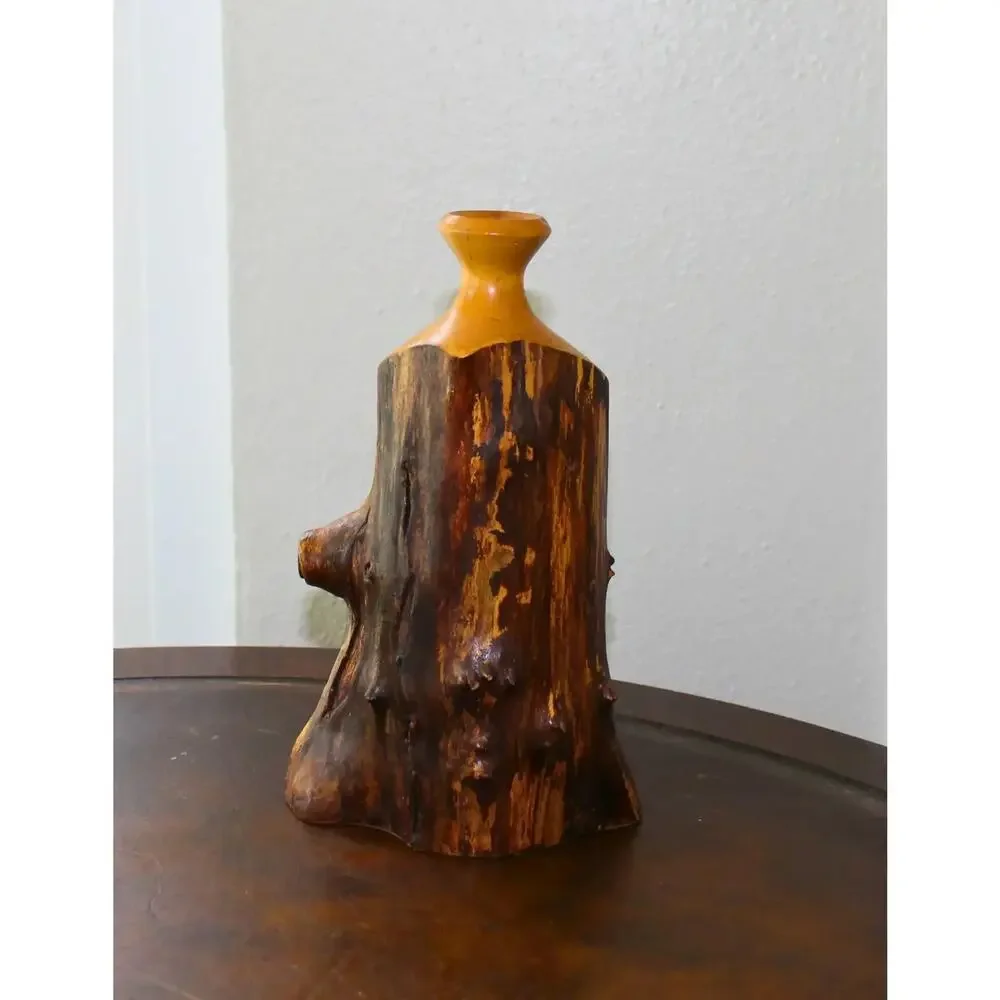 Vintage Maple Live Edge Bud Vase Brutalist Signed Dated Numbered by Artist Cabin - Picture 3 of 6